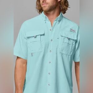 Golf Fisherman Top Aqua Blue Men's Short Sleeve Shirt Ventilated by Izod Sz XXL